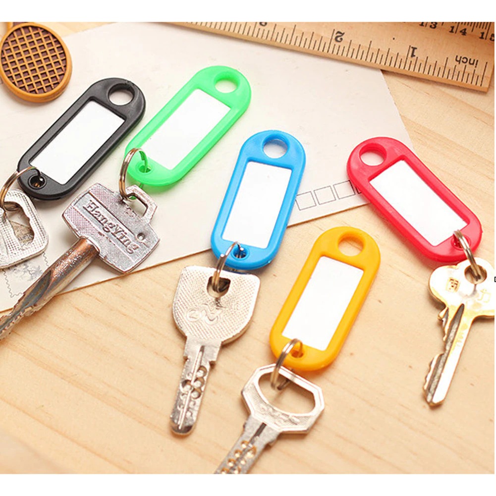 50 Pcs Plastic Keychain Key Tags ID Label Name Tags Split Ring | www ...